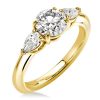 1.92 CT Three Stone Engagement Ring - 18K Gold Plated Sterling Silver
