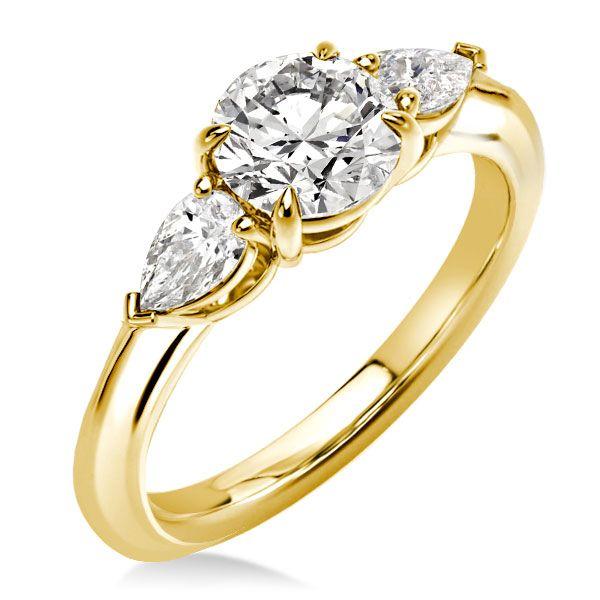 1.92 CT Three Stone Engagement Ring - 18K Gold Plated Sterling Silver