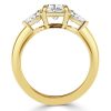 1.92 CT Three Stone Engagement Ring - 18K Gold Plated Sterling Silver