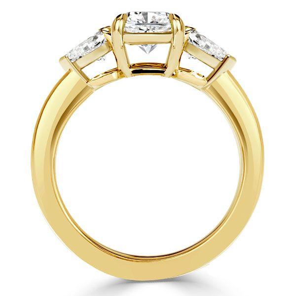 1.92 CT Three Stone Engagement Ring - 18K Gold Plated Sterling Silver