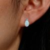 Oval Opal Earrings in Sterling Silver - Vintage Style Opal Jewelry