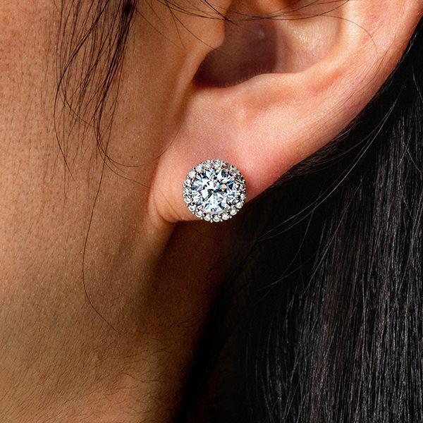 Halo White Sapphire Stud Earrings in Sterling Silver