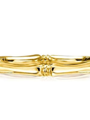 Golden Bamboo Wedding Band - 18K Gold Plated Sterling Silver