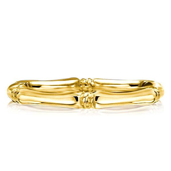 Golden Bamboo Wedding Band - 18K Gold Plated Sterling Silver