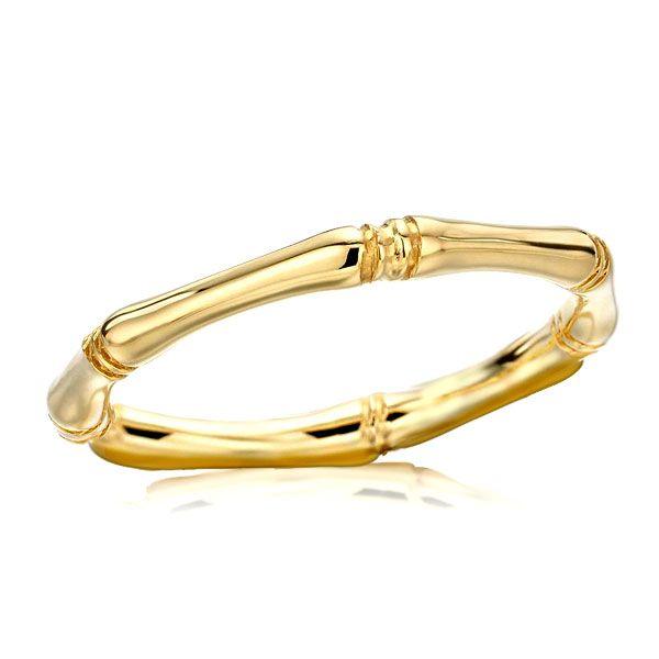Golden Bamboo Wedding Band - 18K Gold Plated Sterling Silver