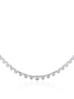 Bezel Setting White Chain Necklace for Women in 925 Sterling Silver