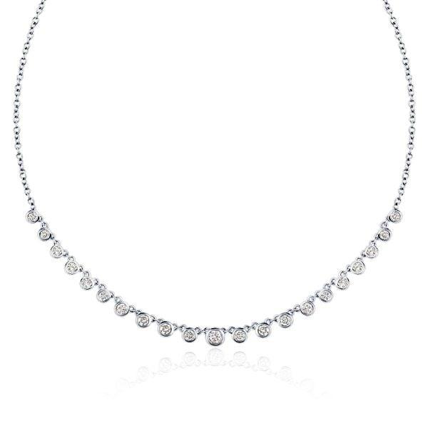 Bezel Setting White Chain Necklace for Women in 925 Sterling Silver