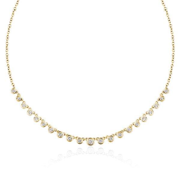 Bezel Setting White Chain Necklace for Women in 925 Sterling Silver