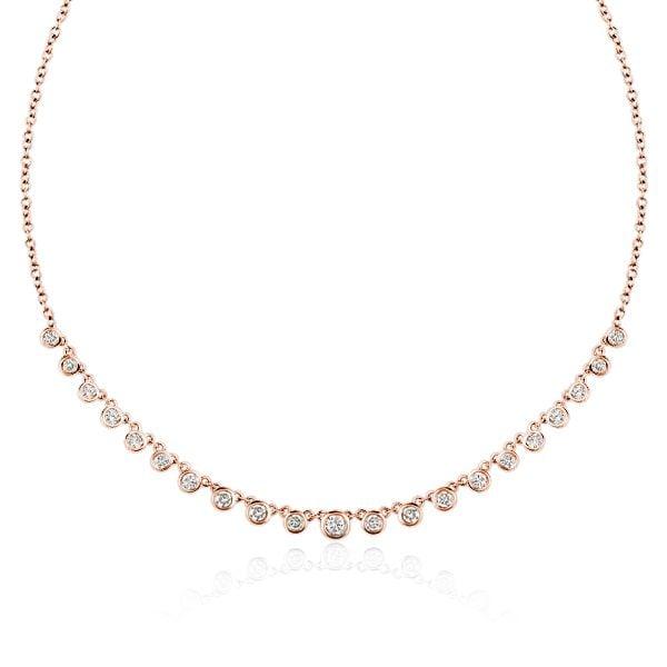 Bezel Setting White Chain Necklace for Women in 925 Sterling Silver