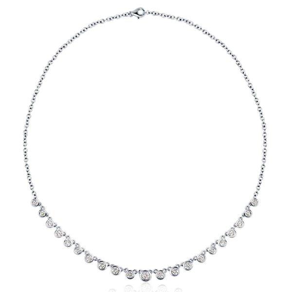 Bezel Setting White Chain Necklace for Women in 925 Sterling Silver