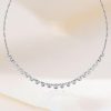 Bezel Setting White Chain Necklace for Women in 925 Sterling Silver