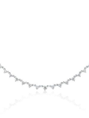 White Sapphire Star Chain Necklace for Women in Sterling Silver
