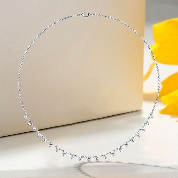 White Sapphire Star Chain Necklace for Women in Sterling Silver