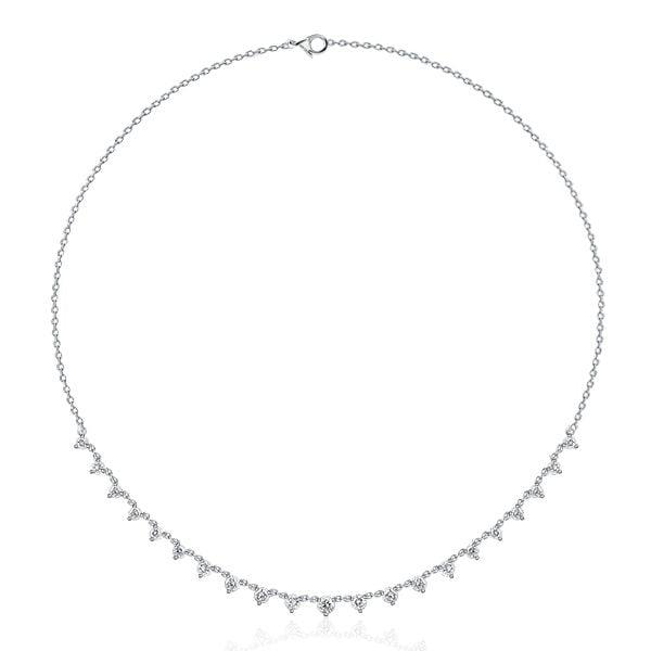 White Sapphire Star Chain Necklace for Women in Sterling Silver