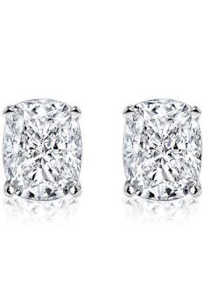 Cushion Cut Sterling Silver Stud Earrings - 5.75 CT, Affordable Elegance