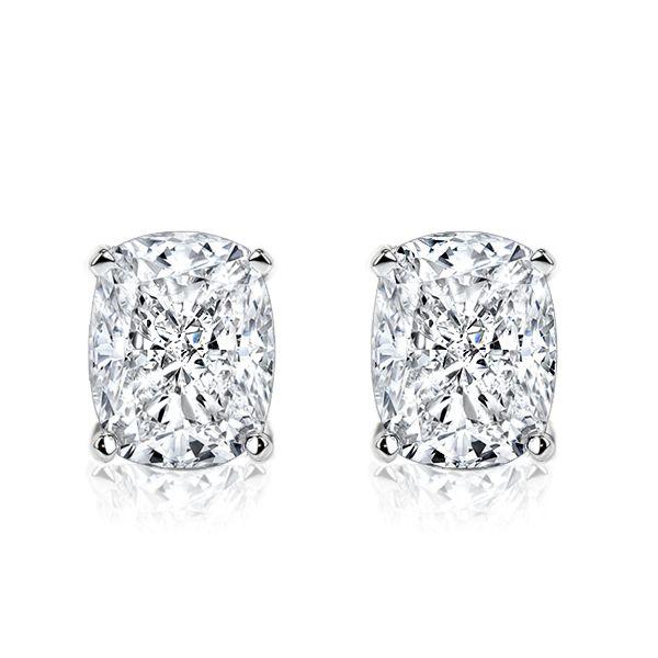 Cushion Cut Sterling Silver Stud Earrings - 5.75 CT, Affordable Elegance