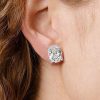 Cushion Cut Sterling Silver Stud Earrings - 5.75 CT, Affordable Elegance