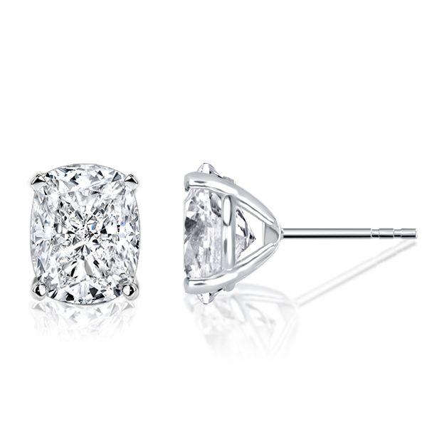 Cushion Cut Sterling Silver Stud Earrings - 5.75 CT, Affordable Elegance
