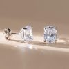 Cushion Cut Sterling Silver Stud Earrings - 5.75 CT, Affordable Elegance