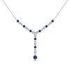 Milgrain Blue Sapphire Y Necklace in Sterling Silver with Adjustable Chain