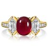 Vintage Style Oval Ruby Engagement Ring - 18K Gold Plated Sterling Silver