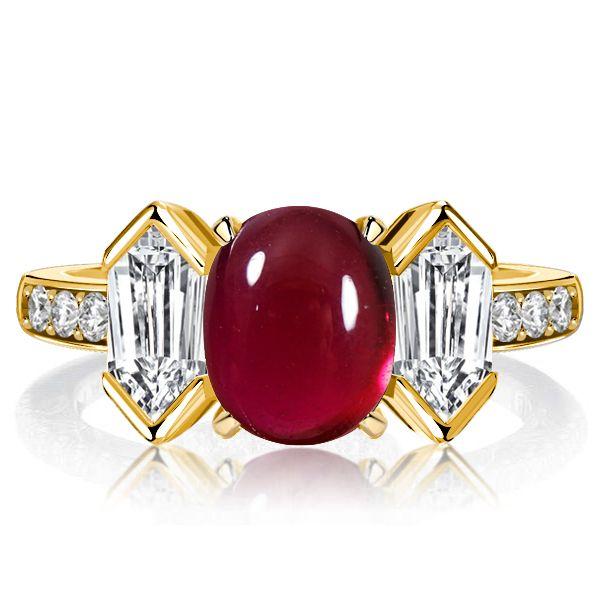 Vintage Style Oval Ruby Engagement Ring - 18K Gold Plated Sterling Silver
