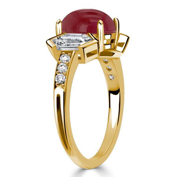 Vintage Style Oval Ruby Engagement Ring - 18K Gold Plated Sterling Silver