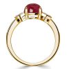 Vintage Style Oval Ruby Engagement Ring - 18K Gold Plated Sterling Silver