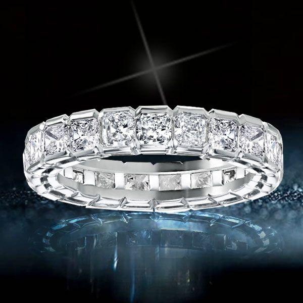 Radiant Eternity Sterling Silver Wedding Band - 3.75 CT. TW