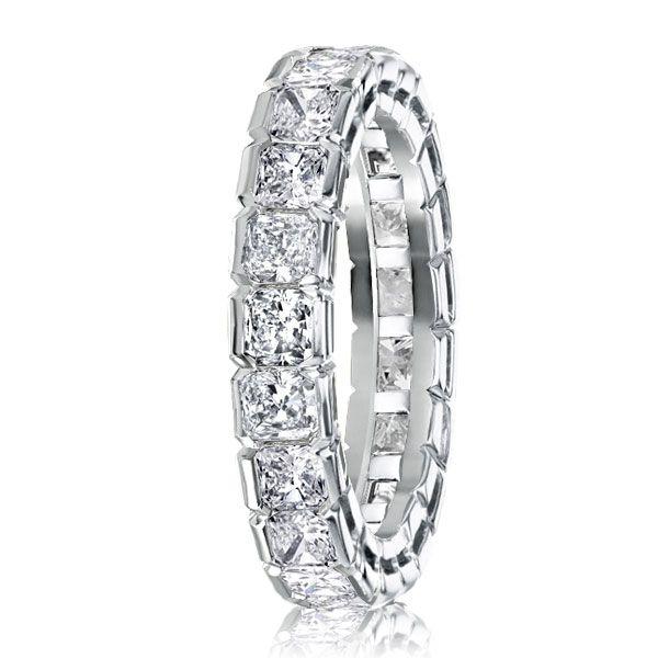 Radiant Eternity Sterling Silver Wedding Band - 3.75 CT. TW
