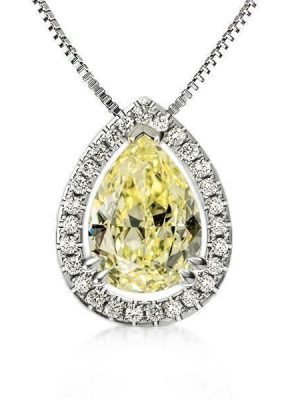 Pear Cut Halo Pendant Necklace - Sterling Silver, 4 CT. TW