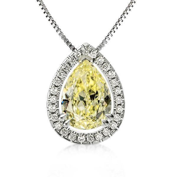 Pear Cut Halo Pendant Necklace - Sterling Silver, 4 CT. TW