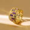 Baguette Cut Amethyst Vintage Wedding Band in 18K Gold Plated Sterling Silver