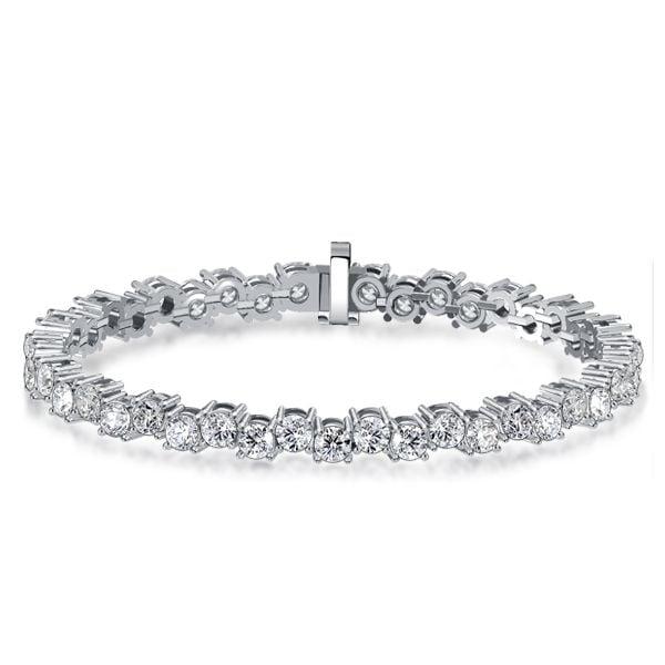 Sterling Silver White Sapphire Offset Tennis Bracelet | 10.75 CT. TW