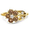 Golden Champagne Sapphire Floral Engagement Ring - 18K Gold Plated Sterling Silver