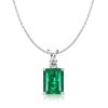 Emerald Cut Emerald Green Pendant Necklace in 925 Sterling Silver for Women
