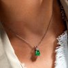 Emerald Cut Emerald Green Pendant Necklace in 925 Sterling Silver for Women