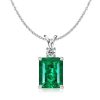 Emerald Cut Emerald Green Pendant Necklace in 925 Sterling Silver for Women