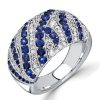 Blue Sapphire Milgrain Wedding Band Vintage Cocktail Ring in Sterling Silver