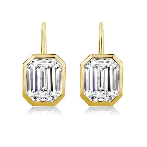 Emerald Drop Earrings with 18k Gold Plated Sterling Silver Bezel Setting