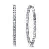 Dainty Baguette Hoop Earrings in 925 Sterling Silver with Rhodium Finish