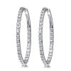 Dainty Baguette Hoop Earrings in 925 Sterling Silver with Rhodium Finish