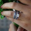 Sterling Silver White Sapphire Bridal Ring Set - Affordable Wedding Bands