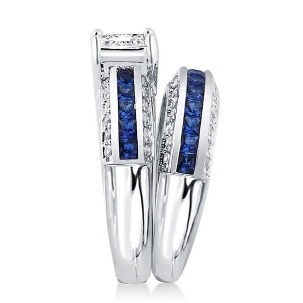 Sterling Silver White Sapphire Bridal Ring Set - Affordable Wedding Bands