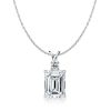 Emerald Cut White Sapphire Pendant Necklace in Rhodium-Plated Sterling Silver