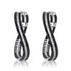 Black Sapphire Twist Hoop Earrings - Sterling Silver Pave Set