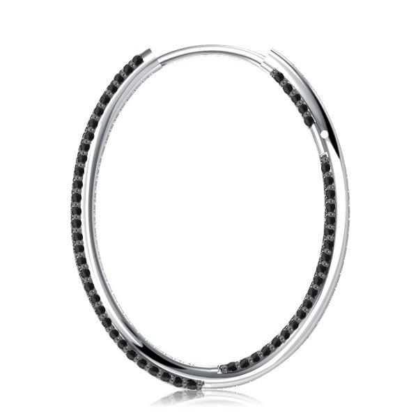 Black Sapphire Twist Hoop Earrings - Sterling Silver Pave Set