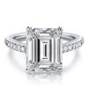 Emerald Engagement Ring - Sterling Silver, Created White Sapphire Accents
