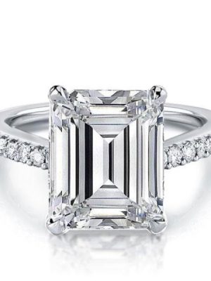 Emerald Engagement Ring - Sterling Silver, Created White Sapphire Accents