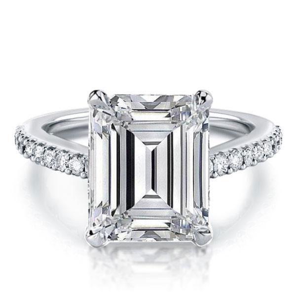 Emerald Engagement Ring - Sterling Silver, Created White Sapphire Accents